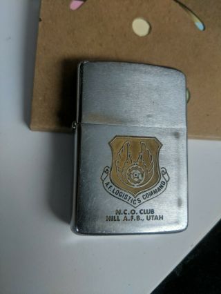 Vintage N.  C.  O.  Club Hill Zippo Lighter A.  F.  Logistics Command Utah