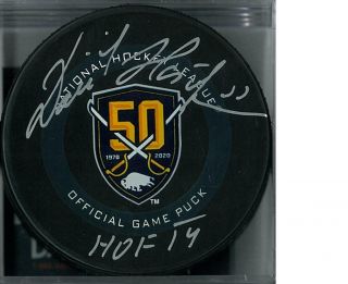 Dominik Hasek Autographed Buffalo Sabres Anniversary Official Hockey Puck