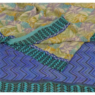 Sanskriti Vintage Saree Pure Georgette Silk Printed Sari Multicolor Craft Fabric