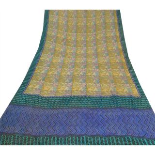Sanskriti Vintage Saree Pure Georgette Silk Printed Sari Multicolor Craft Fabric 3