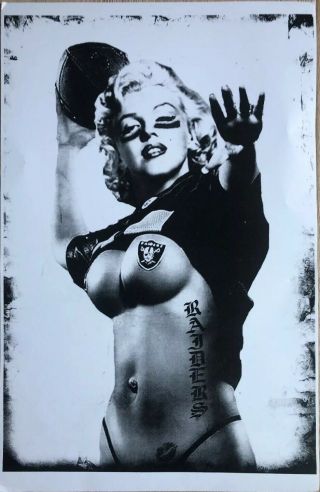 Nfl Raiders Football Poster Marilyn Monroe Quarterback 17 X 11