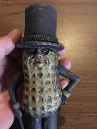 Mister Peanut Cast Iron Piggy Bank Toy Antique Style Solid Metal Patina Paint Ex