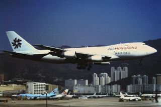 Slide Hong Kong Kai Tak Airport Air Hong Kong B747 - 2l5b - Sf 1996 Hkg