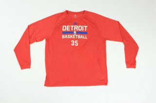 Adidas Nba Authentics Detroit Pistons Team Issued Long Sleeve Shirt Red Xl 35