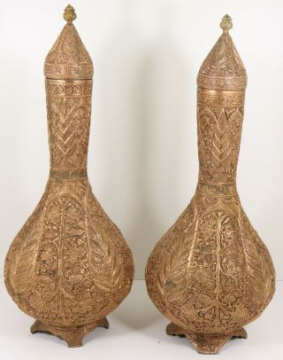 Fine Antique Islamic Indian Kashmire Copper Vases 2