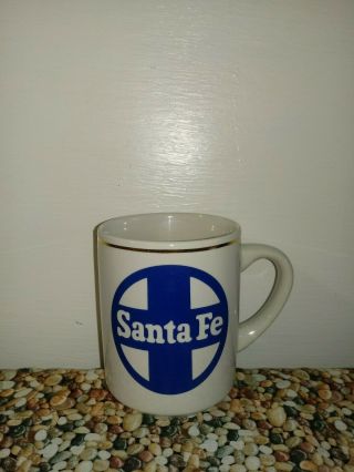 (vtg) Santa Fe Railroad Coffee Cup With Gold Trim Rim