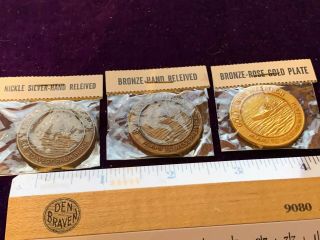 3 Vintage Gold Coast Marathon Miami Florida Token Metal Medallion W&h Samples