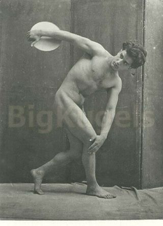 1920s Vintage Academic Male Nude Classic Discus Thrower Athlete Fine Art Natural