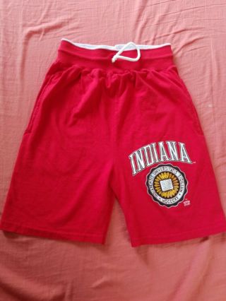 Vtg 20/20 Mens Indiana Hoosiers Basketball Shorts Small White Red 80s Iu Cotton