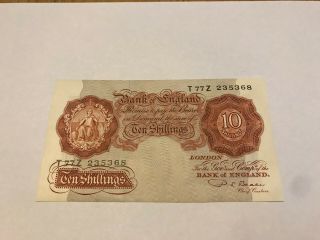 Beale 10/ - Ten Shillings Vintage Banknote - T77z 235368 - A/unc -