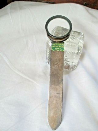 Vintage 800 Silver Bookmark & Magnifying Glass Bottega Dell 