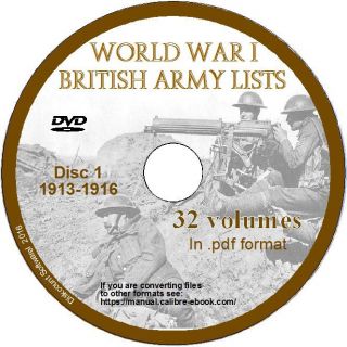 Ww1 British Army Lists 1914 - 1918,  61 Volumes,  Searchable World War One 2 Dvds