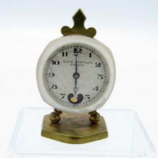 Antique Swiss Miniature Travel Clock Paris Alex Pittman Mop Paris