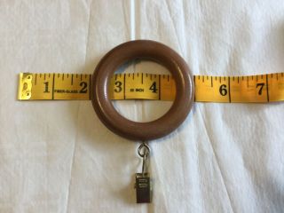 Vintage Curtain Ring12 Wooden 2” Round Curtain Drapes Rings With Clips Brown