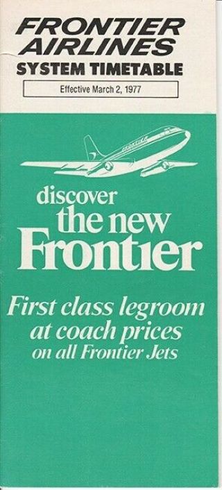 Frontier Airlines Timetable 1977/03/02