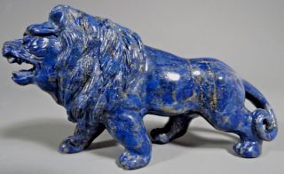 Very Fine China Chinese Carved Lapiz Lazuli Figure Of A Lion Ca.  20th Century