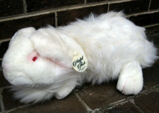 Chrisha Creation Playful Plush Vtg Bunny Rabbit White Toy Albino Pink Eyes Fur
