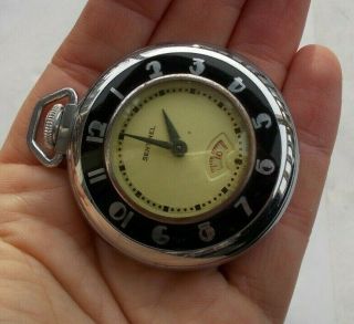 Rare Vintage Ingraham Sentinel Wind Up Pocket Watch Deco Black Ring Look Wow Nr