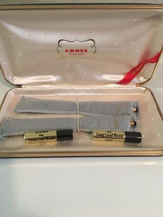 Vintage 14k Filled Cross Pen & Mechanical Pencil Set With 2 Tubes Of Erasers