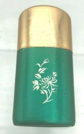 Bse Small Green Gold Floral Pocket Lighter Collectible Vintage Antique Retro Wow