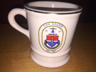 Vintage Uss Elliot Coffee Mug Cup Dd - 967 Us Navy Destroyer " Tin Cans " Ship
