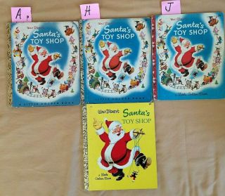 4 Vintage Little Golden Books Walt Disney Santa 