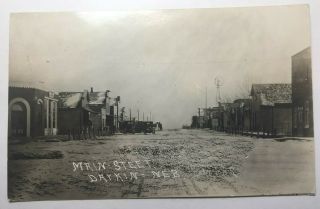 Vintage Real Photo Postcard Daykin,  Nebraska " Main Street " 1914 Posted