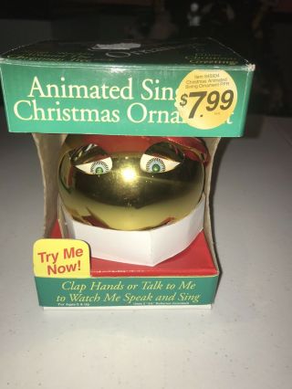 Vintage 1986 Animated Singing Talking Christmas Ornament Yellow W Box
