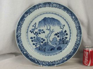 Large 18th C Chinese Porcelain Blue And White Willow Charger Plate