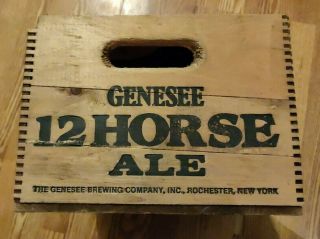 Vintage Genesee 12 Horse Ale Wood Beer Crate Box And Lid 3