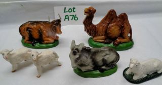 Vintage Christmas Nativity Italy Paper Mache Animals Camel Cow Donkey Sheep A76