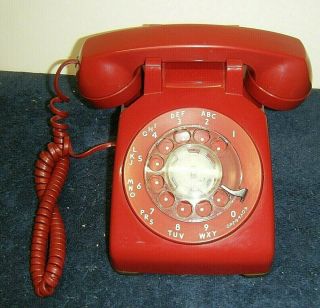 Vintage Retro At&t Rotary Dial Red Telephone 500dm Exc.  Cond