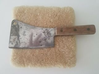 Vintage Ontario Knife Co Tru Edge Old Hickory Meat Cleaver 10 " Hickory Handle
