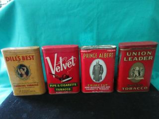 Vintage Tobacco Tins - Velvet Union Leader Prince Albert Dill 