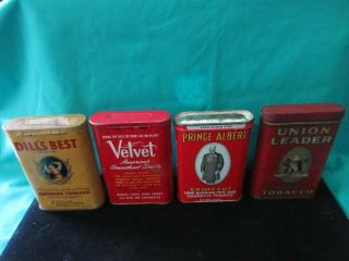 Vintage Tobacco Tins - Velvet Union Leader Prince Albert Dill ' s Best Tin 2