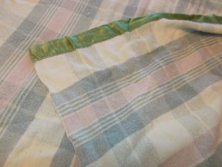 Vintage Extra Long Green Plaid Cotton Summer Camp Blanket Cutters