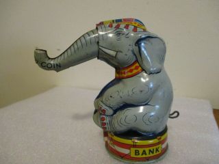 Antique Toy J.  Chein & Co.  Mechanical Tin Elephant Coin Bank Made In U.  S.  A.