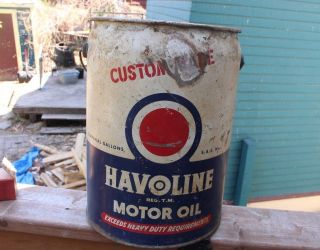 Vintage Mccoll Frontenac Oil Co Havoline 5 Gallon Motor Oil Can Advertising Texa