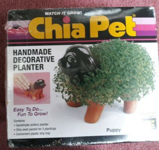 Vintage 1993 Chia Pet Puppy Handmade Decorative Planter Kit Nib Fun Gift