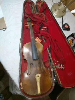 Antique Violin With Case And Bows