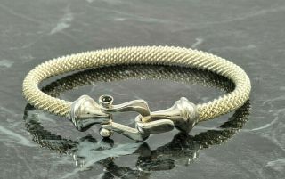 Vintage Espo Sterling Silver Black Onyx Mesh Hook Eye Bangle Bracelet Nr 0.  99