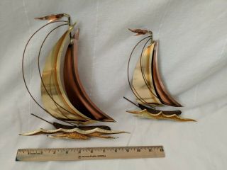 Fun Vintage Sailboat Brass Wood Copper 3d Wall Art Nautical Decor Boat Metal Art