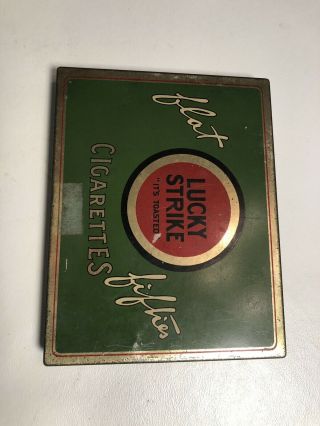 Vintage Lucky Strike " Flat Fifties " Cigarette Tin 2 Available