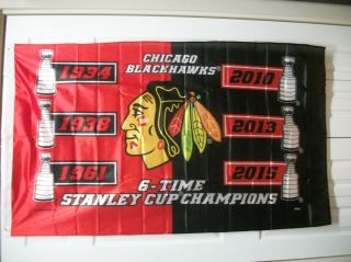 Chicago Blackhawks 6 Times Stanley Cup Champions Flag
