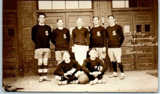 Vintage 1910s Rppc Real Photo Postcard " 5th Infantry Regimental Basketball Team "