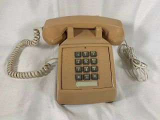 Vintage Telephone Itt Push Button Touch - Tone Beige Desk Phone
