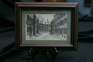 Vintage C.  M.  Goff " Beacon Hill " Boston,  Ma,  Pen & Ink Print,  With Mat And Frame