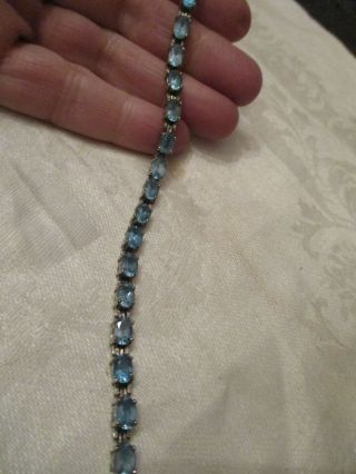 Vintage sterling silver Blue topaz tennis bracelet 7 1/4 