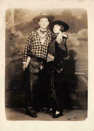 Rppc Cowboy & Cowgirl Western Couple Studio Photo C1920s Vintage Postcard