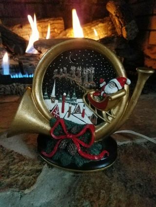 Vintage Ceramic Mold French Horn Christmas Light Santa Reindeer Stars Light Up